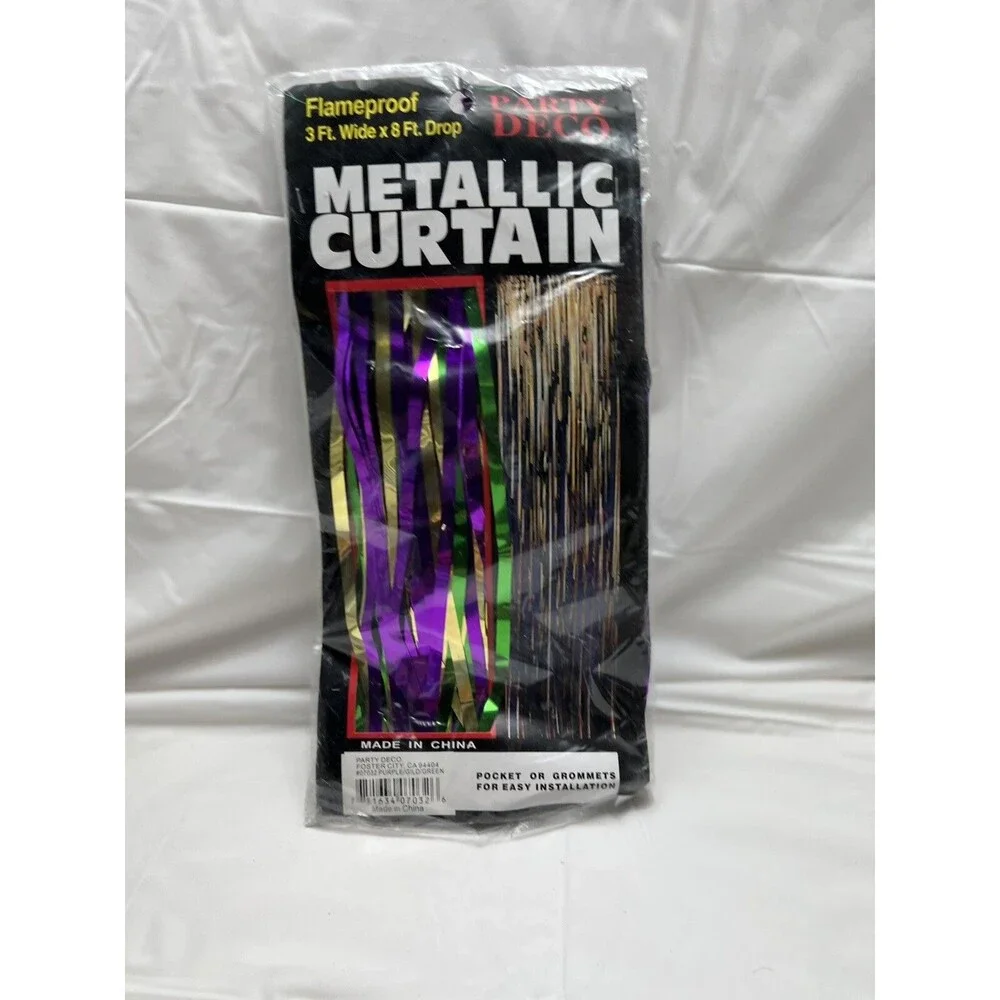 Party Deco Metallic Curtain Multi-Color 3 ft. wide x 8 ft. drop